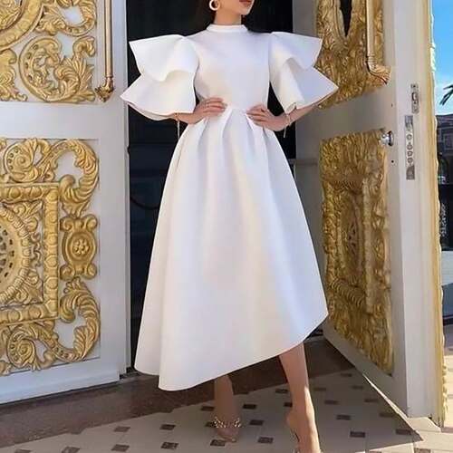 3XL Summer white full swing evening dress大码白色连衣裙女士