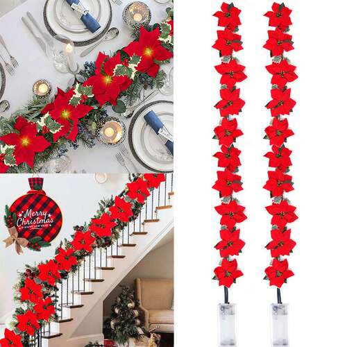 2/3/4m Christmas Poettia Garland Artificial Flower Xmas Stri