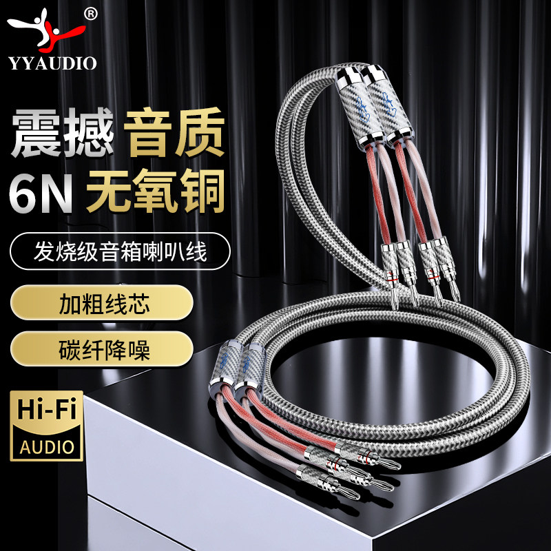 杨阳发烧级6N无氧铜喇叭线加粗屏蔽主音响箱线HiFi功放音响连接线