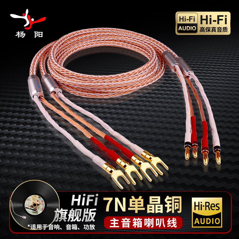 杨阳 7N单晶铜喇叭线发烧音响线HIFI主音箱连接线香蕉头Y插音频线