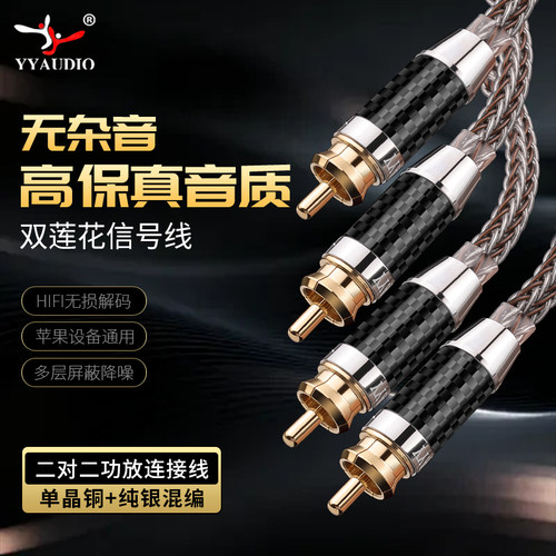 杨阳双莲花头音频线单晶铜银混编