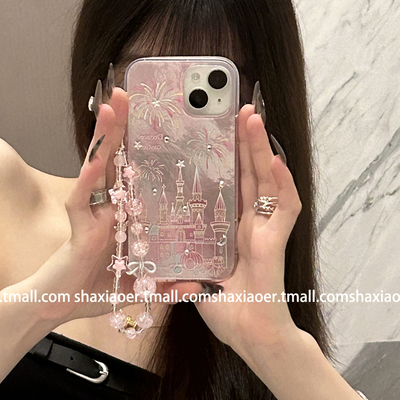 梦幻少女心烟花城堡适用苹果16手机壳iphone15promax女款14pro新款13防摔16promax公主粉色网红少女心超火潮