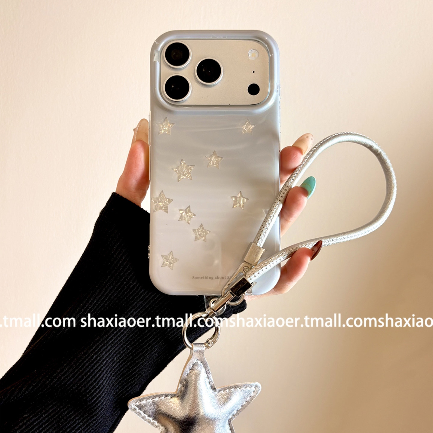 简约银箔细闪星星挂绳适用苹果17手机壳iphone18promax女款17pro新款15防摔16pro保护套冷淡风精致清冷氛围感