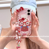 可爱眼镜可爱卡通ins猫带链条适用苹果17手机壳iphone15promax女款 14pro新款 16防摔13promax保护套小众网红潮