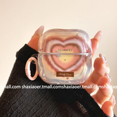 ins风晕染爱心适用HUAWEIfreebuds5 蓝牙耳机壳clip1硬保护套韩风潮 6i女款 5i华为5保护套freeclip2新款 buds6