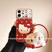 ins风红色波点可爱网红卡通适用苹果17promax手机壳iphone16pro女款 15新款 13防摔14保护套喜庆新年马年可爱潮