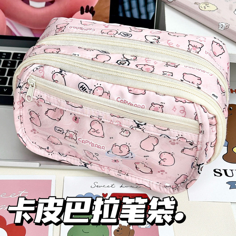 高颜值粉色卡皮超大包可爱容量文具痛多层收纳袋笔袋铅笔巴拉视窗,文具电教/文化用品/商务用品,笔袋,淘宝优惠券,粉丝福利购,淘宝优惠卷