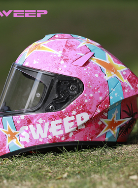 SWEEP摩托车骑行头盔玻纤女M8男碳纤维机车全盔大尾翼3C四季通用