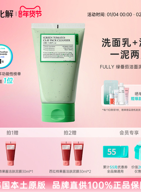 韩国化解丨FULLY芙噢莉绿番茄洁面泥膜120g 一泥两用改善角质控油