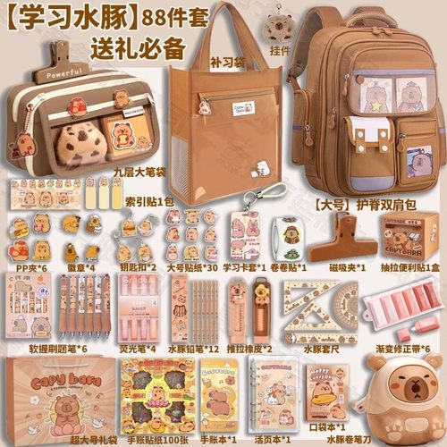 日本进口水豚卡皮巴拉书包儿童护脊减负小学生一二三到六年级背包