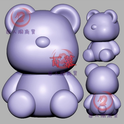 暴力熊圆雕图电脑雕刻机图纸stl文件小熊三维立体图雕刻3d模型996