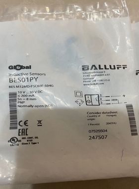 巴鲁夫BES01PY接近传感器，型号BES M12MD-