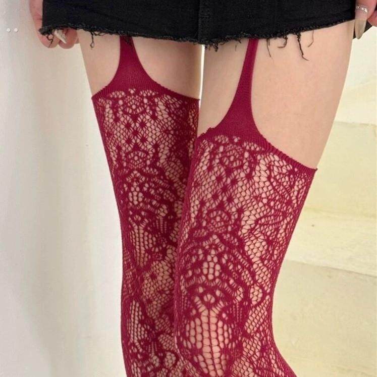 丝袜导管新品吊袜氛围感丝袜大腿根部吊袜带一体式丝袜辣妹彩色