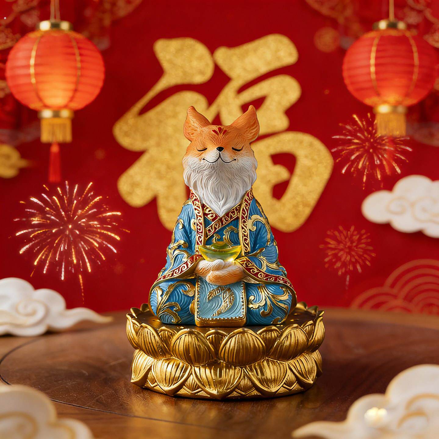 2026新年送礼物九尾狐真身桌面小摆件东北堂口装饰品狐黄常蟒