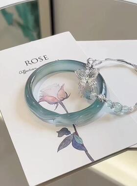 新款彷中国风青玉冰狐手镯，女性知春覆古古风凉感平安手镯叮当首