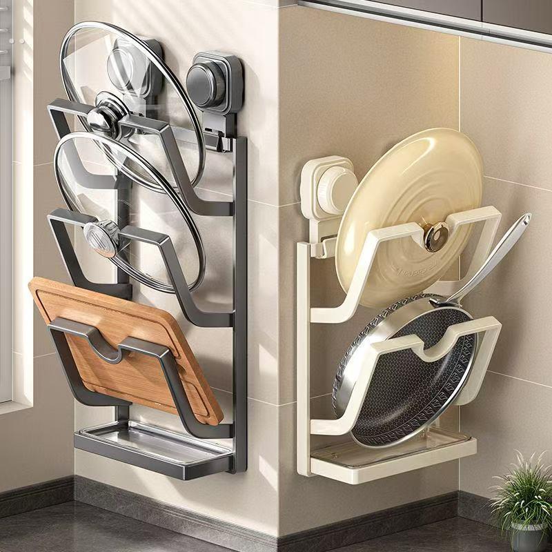 吸盘式锅盖架免打孔厨房吸盘式置物架锅盖砧板支架多层厨房支架