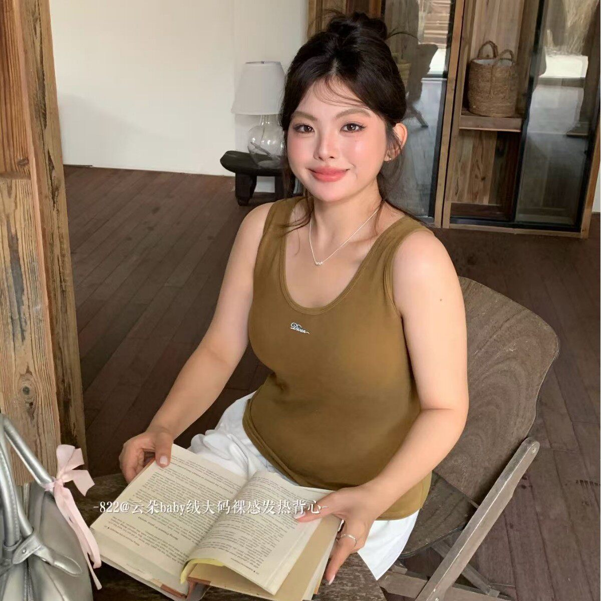 冬季新品822#云朵baby绒大码裸感发热背心舒适自带胸垫女士美背