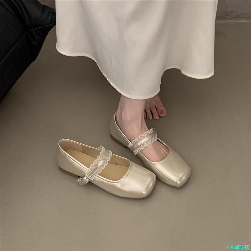 法式绝美平底香槟色芭蕾单鞋女2026夏季配裙子玛丽珍豆豆鞋小皮*