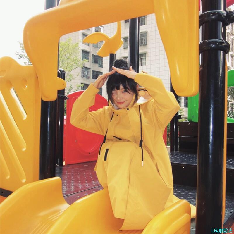 黄色雨衣成人可爱外穿长款演唱会雨服雨披外套电动车人车分离便*