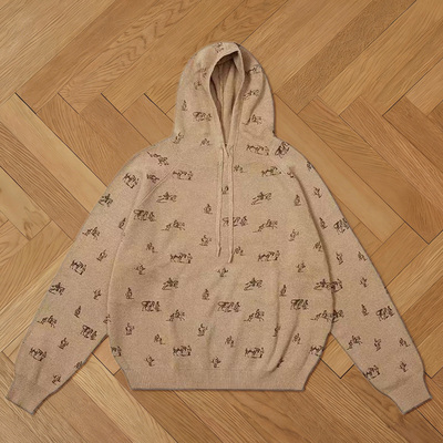 【三折】纽约设计师品牌Profound 满版西部牛仔印花连帽毛衣