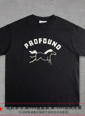 纽约潮牌Profound Foundation支线 骏马刺绣 休闲简约情侣短袖T恤
