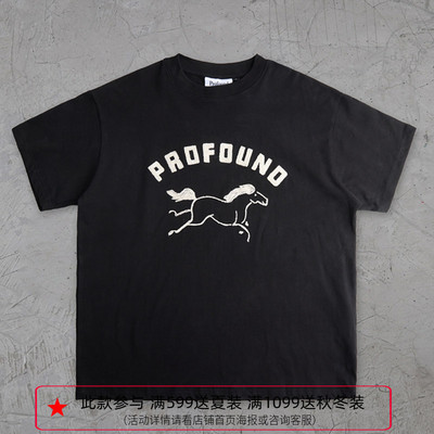 纽约潮牌Profound Foundation支线 骏马刺绣 休闲简约情侣短袖T恤