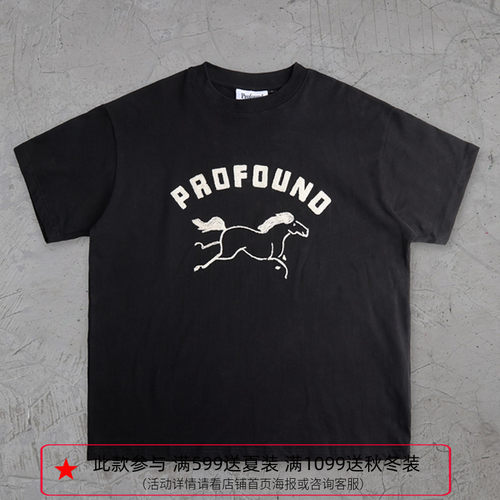 纽约潮牌Profound Foundation支线 骏马刺绣 休闲简约情侣短袖T恤