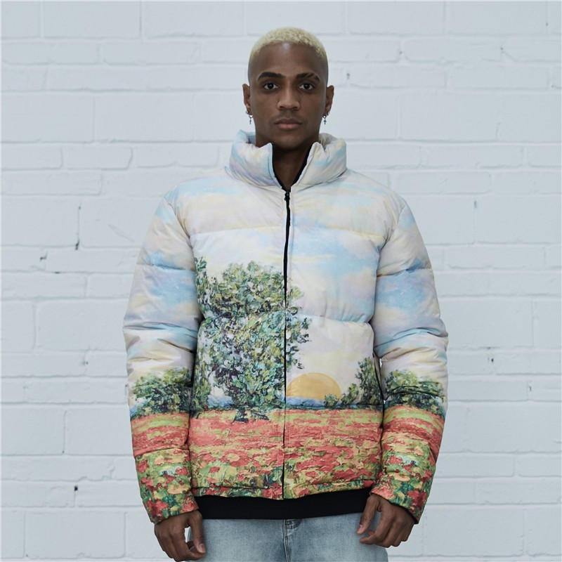 纽约潮牌Profound Foundation支线 日出日落风景油画加厚羽绒棉服