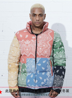 纽约潮牌Profound Foundation支线 撞色腰果花 加厚羽绒棉服外套