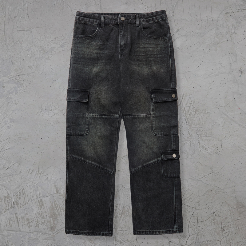 纽约潮牌profound foundation支线 洗水做旧复古风工装牛仔裤