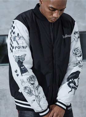 纽约潮牌Profound Foundation支线 手臂手绘涂鸦 夹克棉服外套