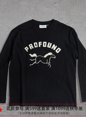 纽约潮牌Profound Foundation支线 骏马刺绣 休闲简约情侣长袖T恤