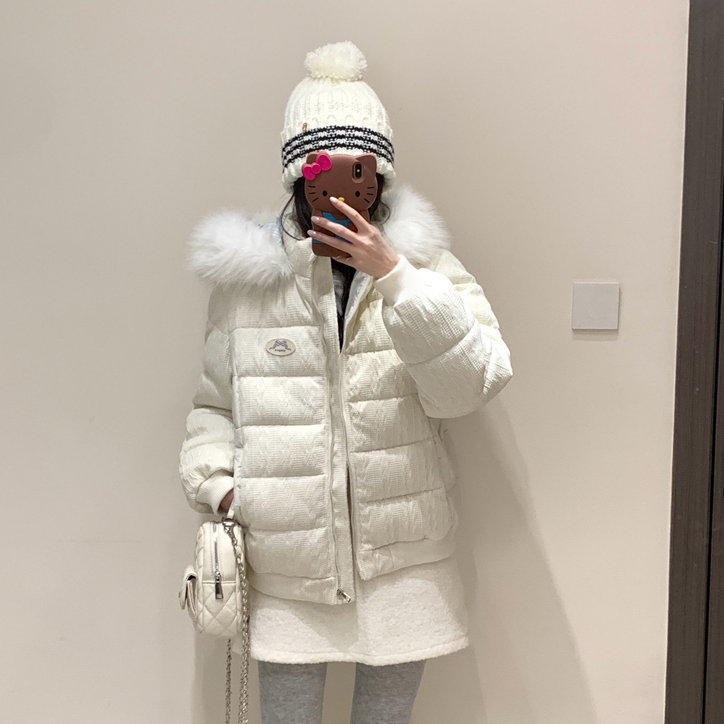 冬季小个子连帽短款保暖棉服女