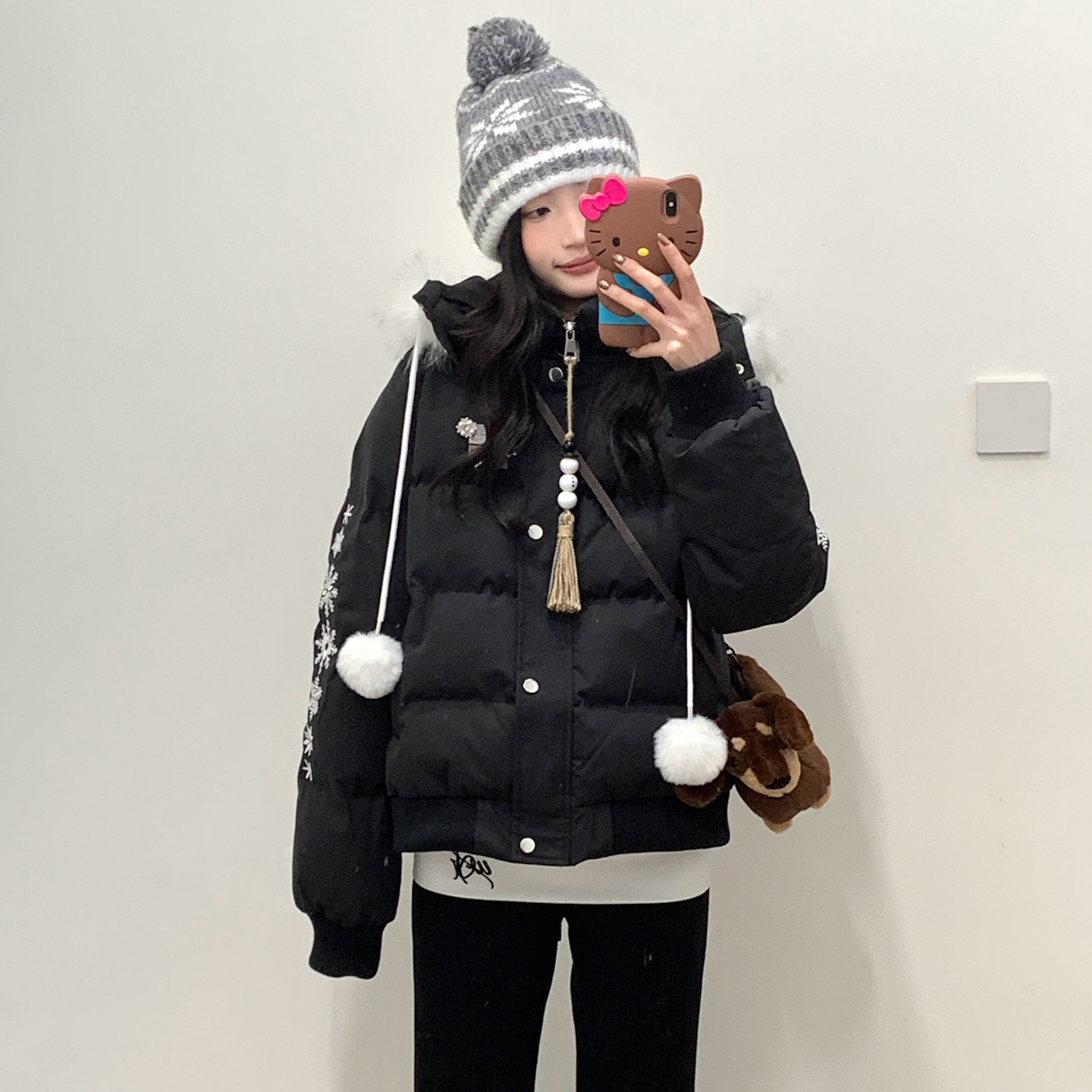 冬季韩式短款加厚保暖连帽棉服女