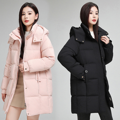 羽绒棉服女中长款2024年新款冬季加厚保暖外套韩版宽松面包服棉衣