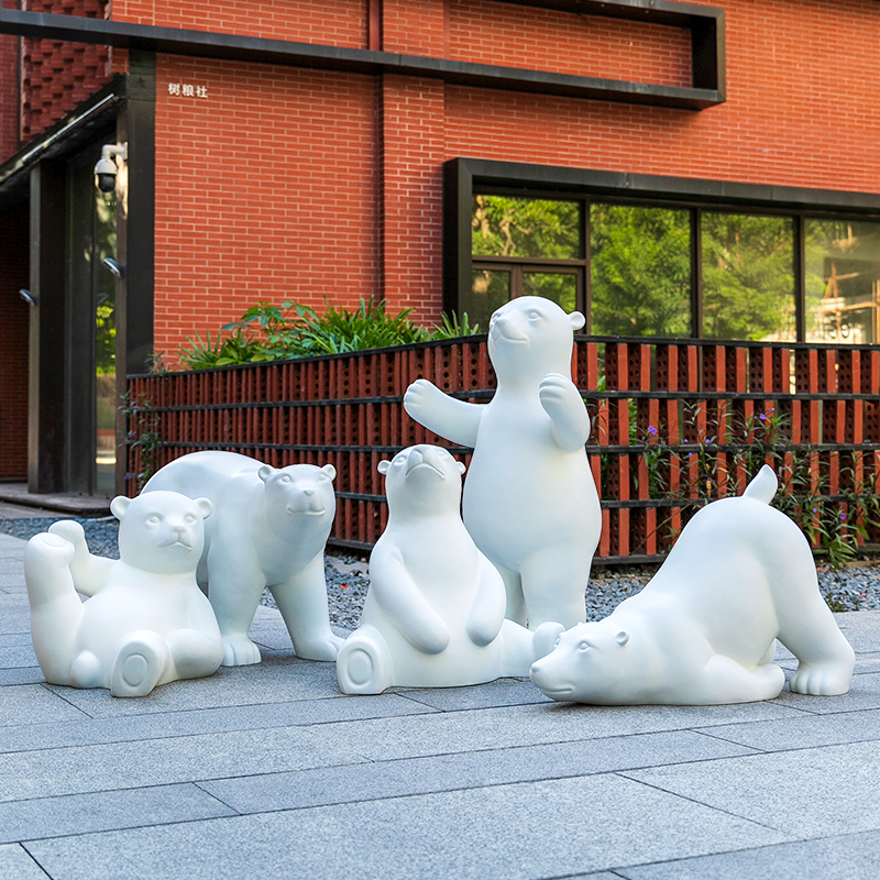 户外园林景观雕塑仿真玻璃钢北极熊动物摆件广场公园小区装饰小品