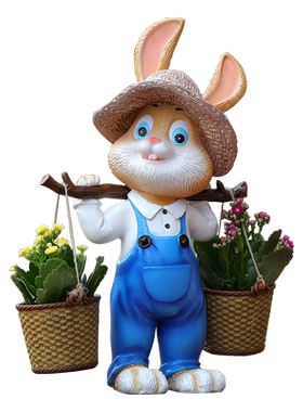 户外卡通兔子花缸园林庭院装饰