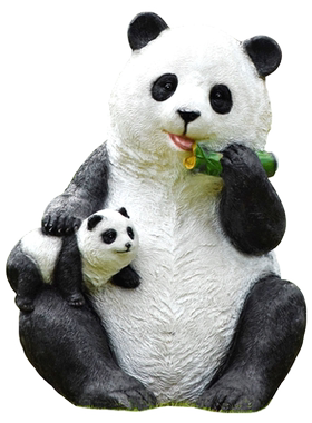 熊猫公园林玻璃钢草坪卡通风摆件