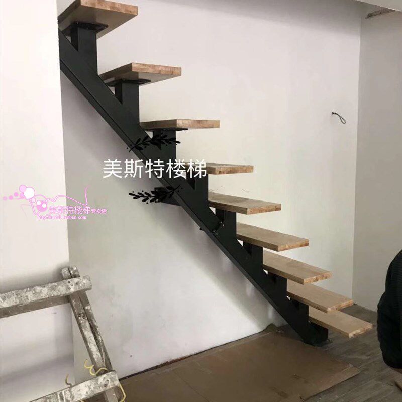 阁楼楼梯定制直梯家用钢r木楼梯复式方管楼梯室内楼梯整体楼梯现