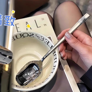 调羹韩式 不锈钢勺子家用汤匙加厚搅拌勺汤勺瓜勺高颜值韩式 长柄勺