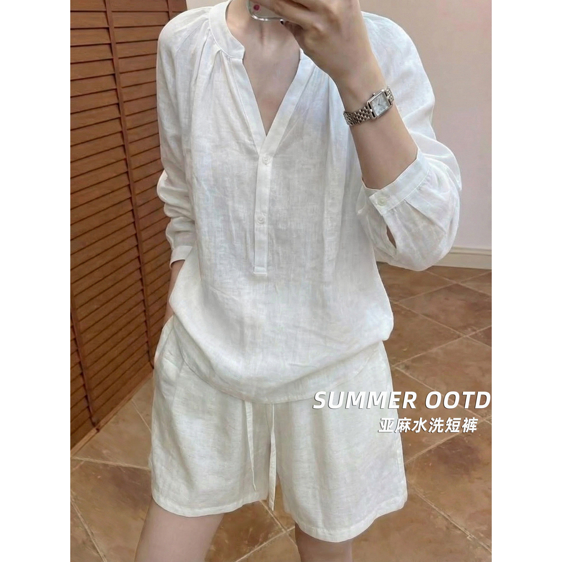 通勤百搭亚麻短裤女夏季2