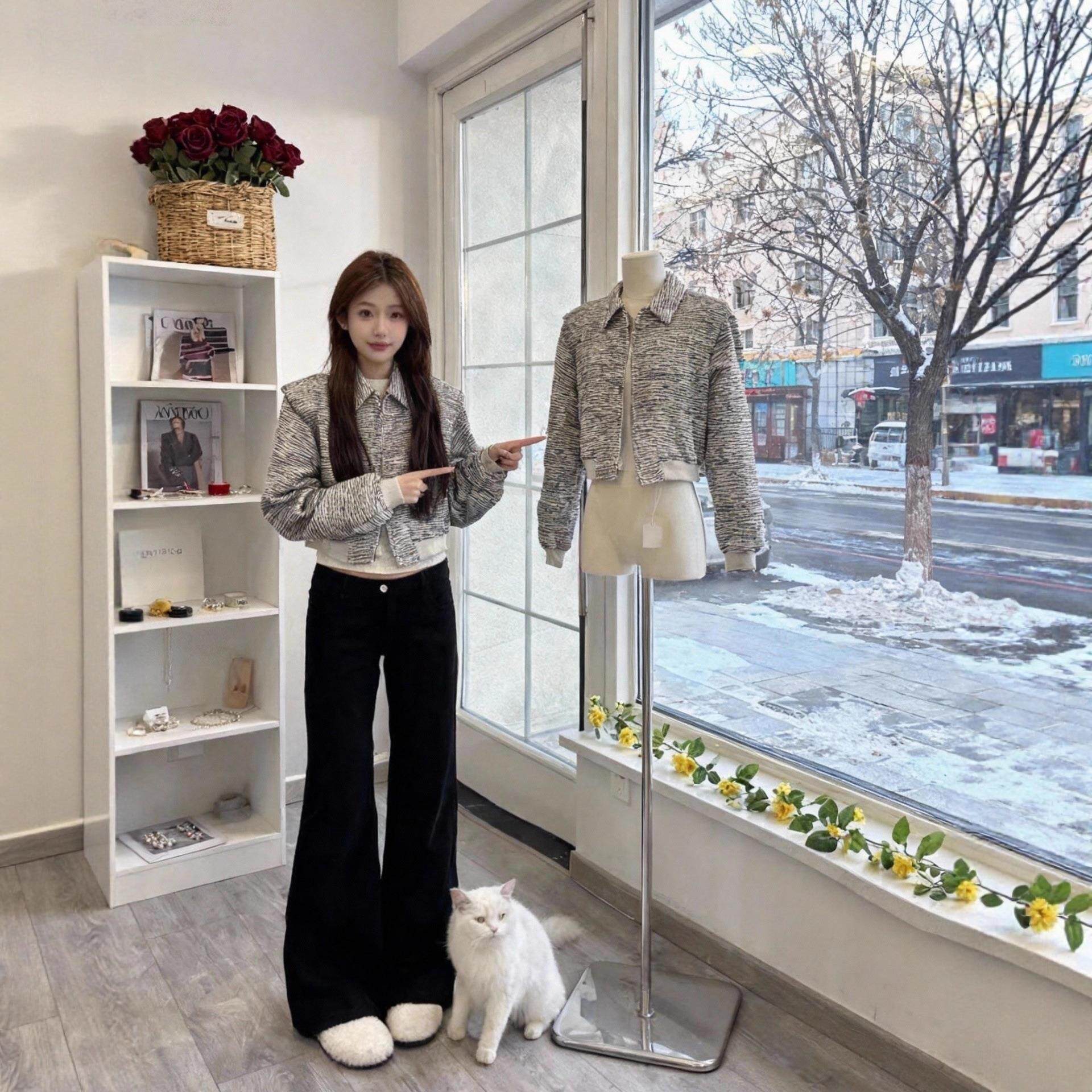 大码加绒微喇叭牛仔裤女胖mm宽松显瘦不贴腿A版阔腿直筒裤子