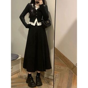 韩系学院风连衣裙套装女春秋小个子polo衬衫上衣百褶半身裙两件套