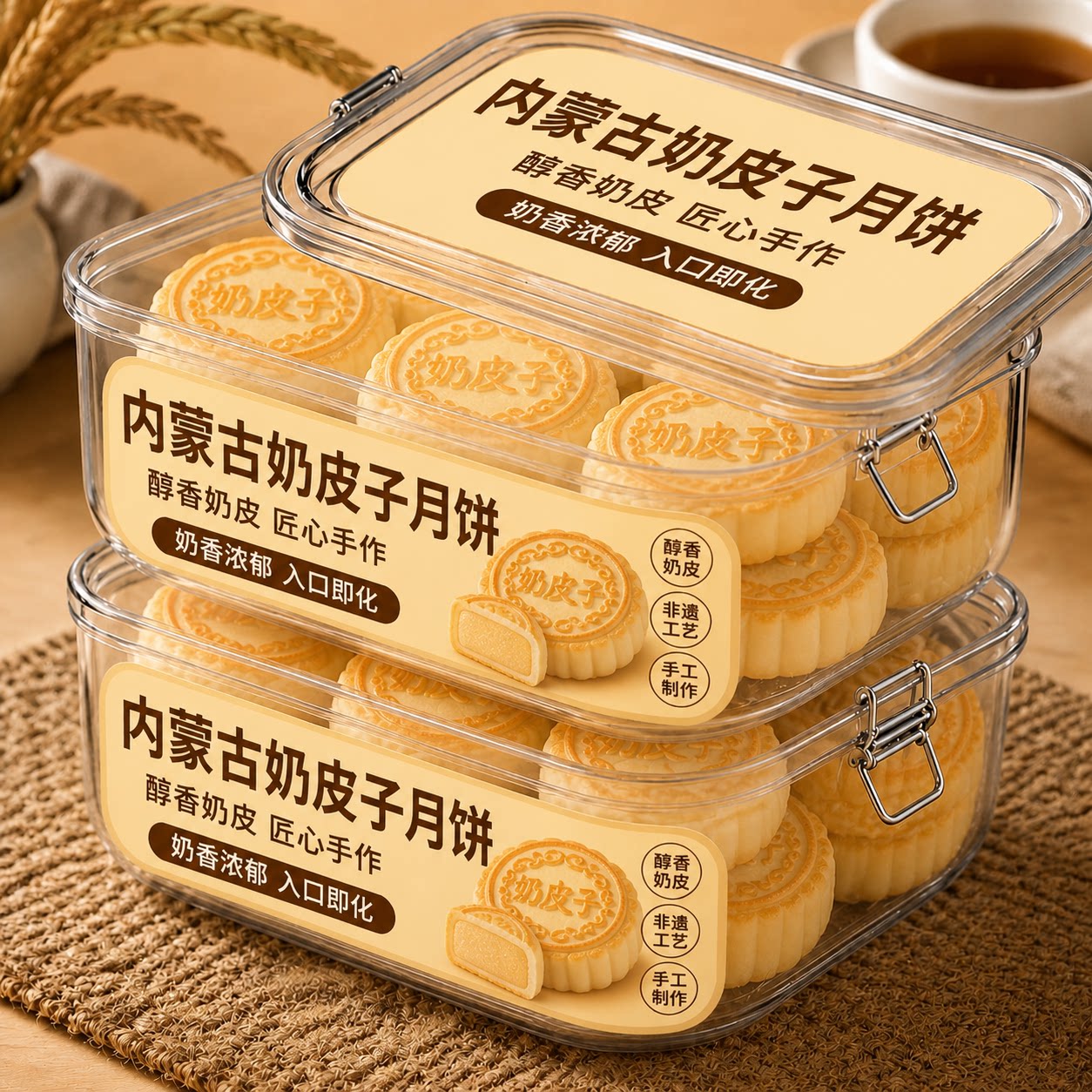 内蒙古特产奶皮子月饼官方旗舰店奶豆腐酸奶月饼特色糕点中秋月饼图片