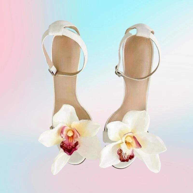 时装凉鞋 欧美花朵搭扣细跟外贸高跟鞋2025 sandals heels