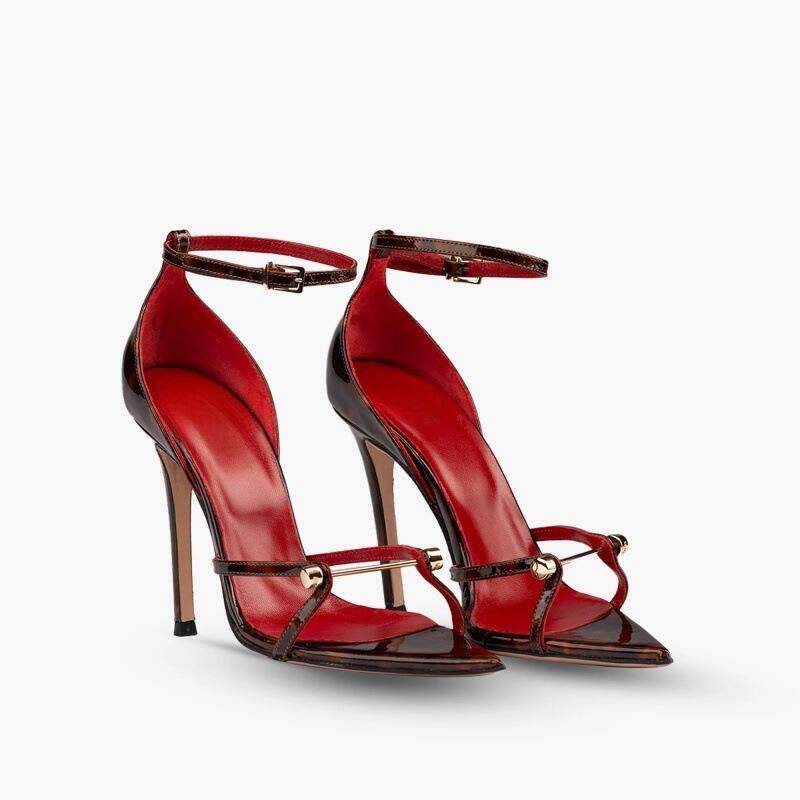 时装凉鞋 尖头金属扣罗马绑带外贸女鞋 走秀高跟鞋sandals