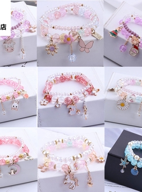 可爱儿童手链女公主小女孩水晶串珠学生韩版姐妹闺蜜手串手饰品