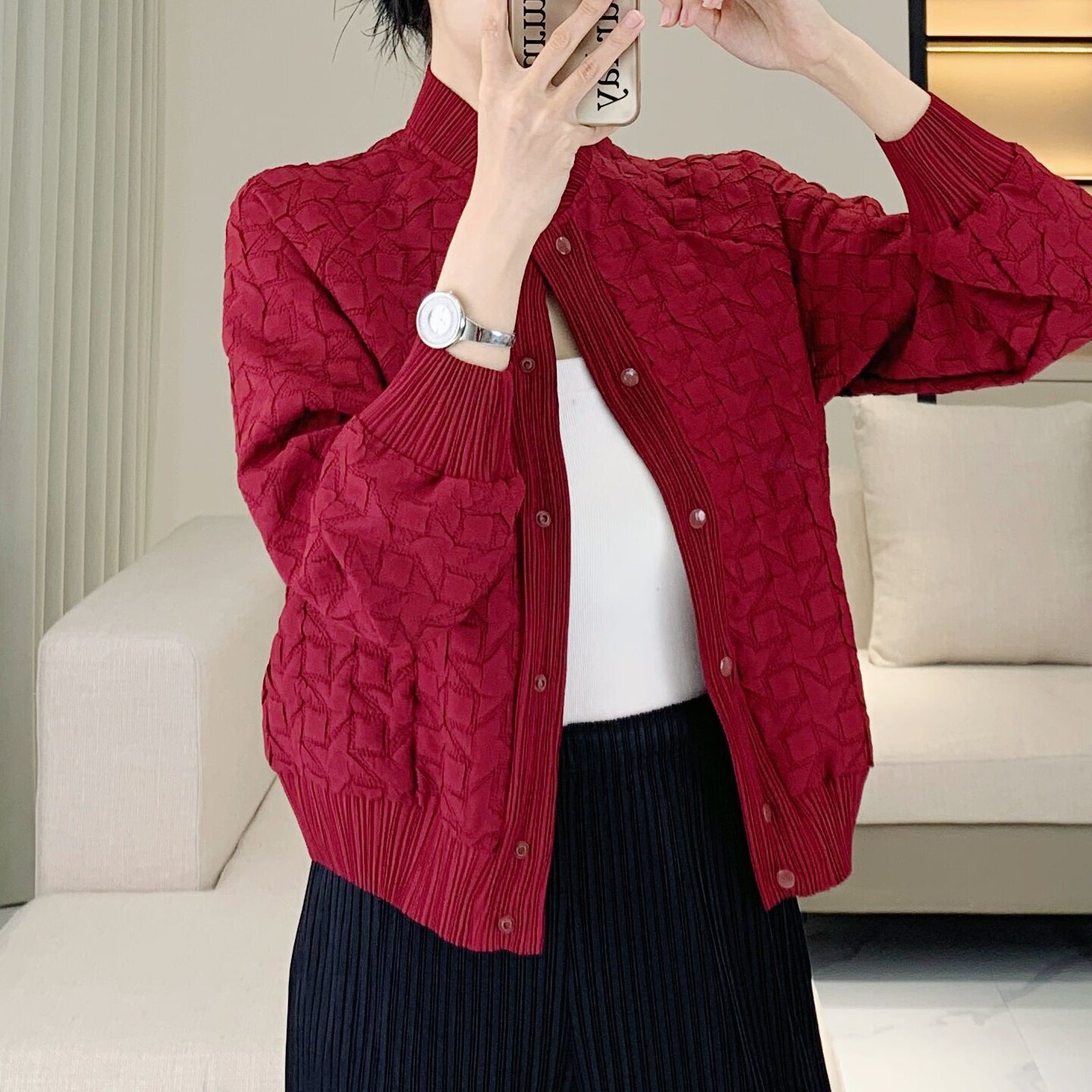 三宅风2025春秋季新款夹克外套女气质通勤休闲时尚简约棒球服上衣