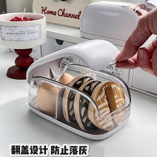 粉扑收纳盒桌面梳妆台分格防尘翻盖盒子放气垫美妆蛋化妆品置物架