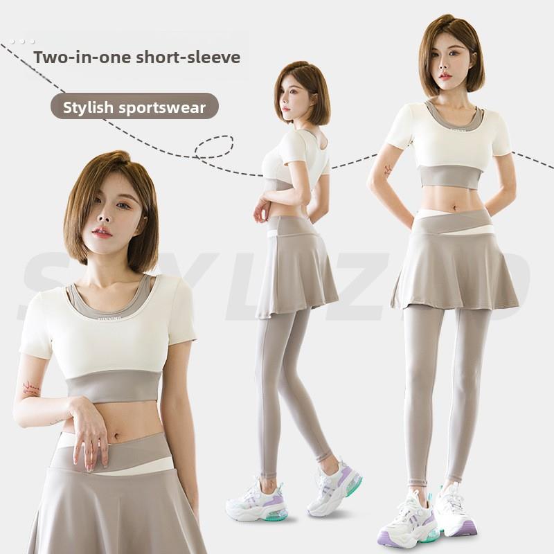 泳裤女长裤防走光假两件速干保守大尺码显瘦防晒黑色健身跑步夏季